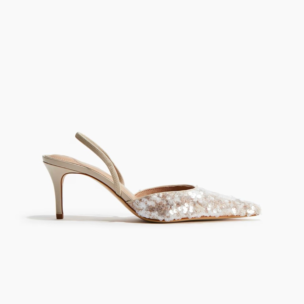 H&M Cream Lace Slingback Heels for Formal Occasions